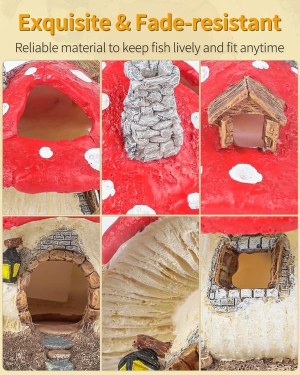 Aquarium Mushroom House Cottage Decoration for Fish & Shrimp