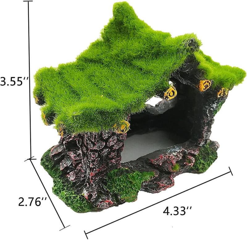 Resin Hollow Aquarium Hideout with Moss Decoration