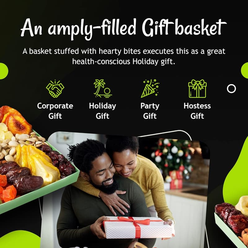 Healthy Dried Fruits & Nuts Gift Basket - Premium USA Assortment