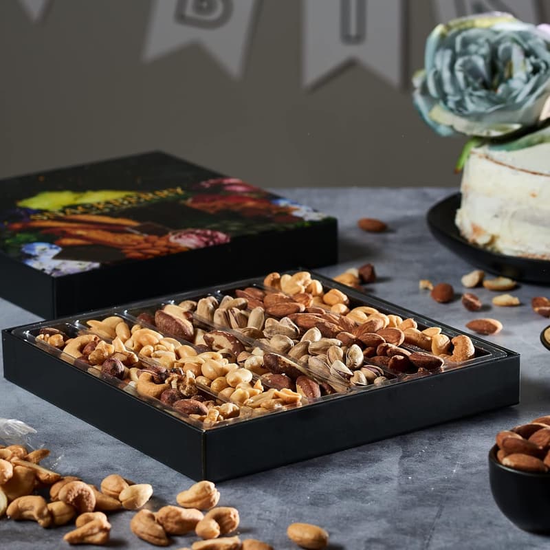 Gourmet Nuts Gift Basket in Elegant Box for Birthday