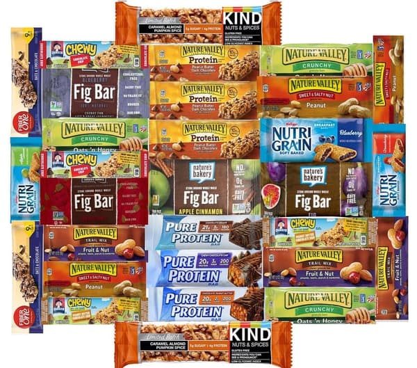 Healthy Protein Snack Box - Variety Pack of 30 Granola & Bars