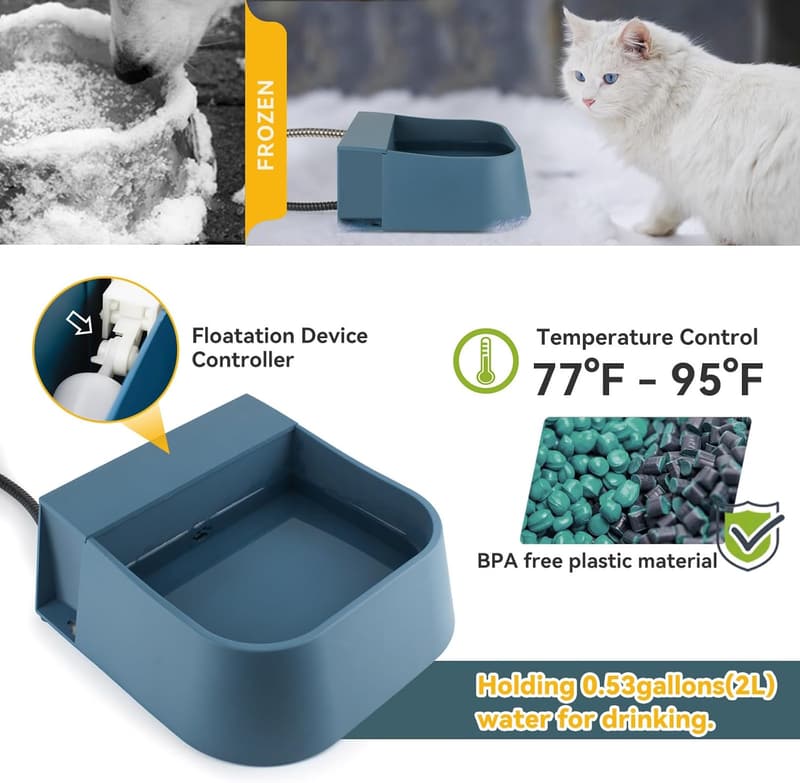Heated Dog Water Bowl with Auto Fill – 2L Capacity