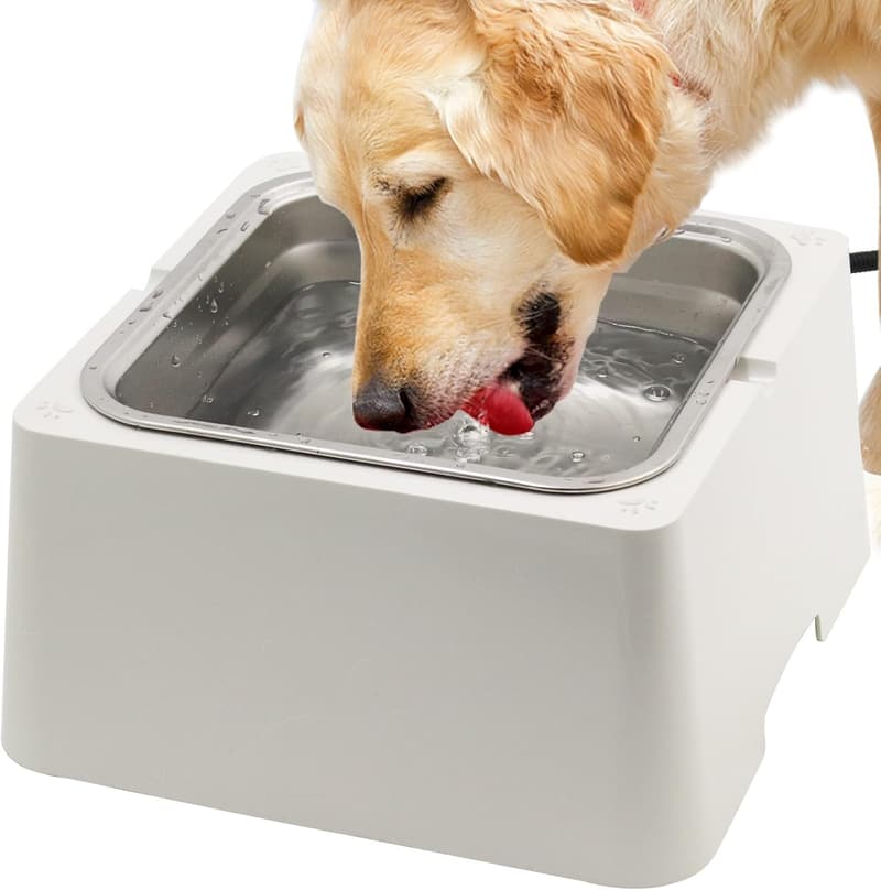 Heated Outdoor Pet Water Dish - 110oz Stainless Steel Bowl