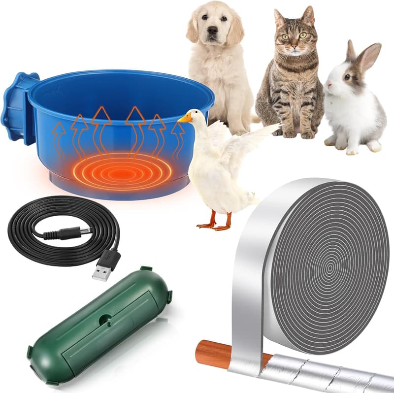 Heated Bird Bath & Water Bowl for Outdoor Pets with Insulation
