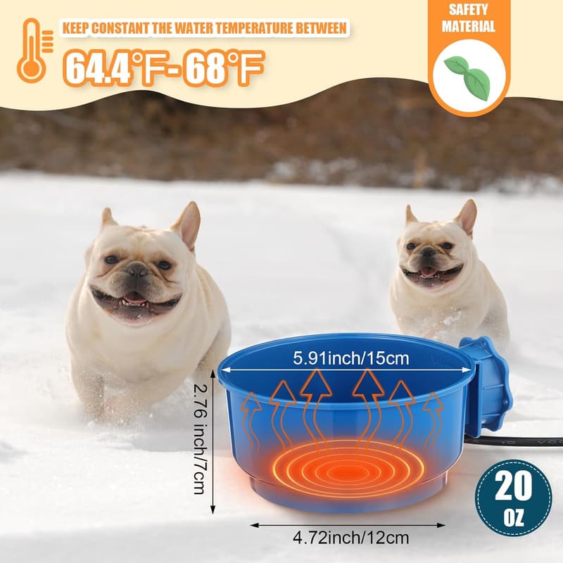 Heated Bird Bath & Water Bowl for Outdoor Pets with Insulation