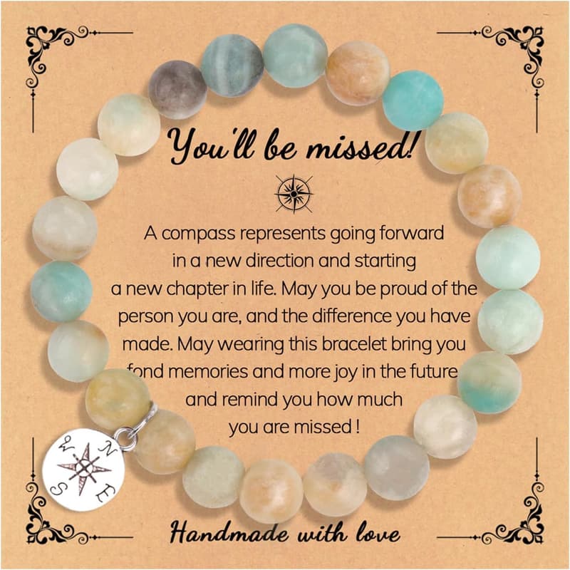 Farewell Natural Stone Compass Bracelet for Friends & Coworkers