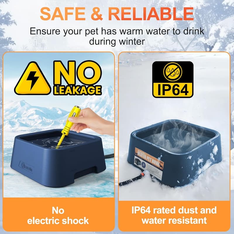 Heated Water Bowl for Pets – 120oz Thermal Outdoor Use