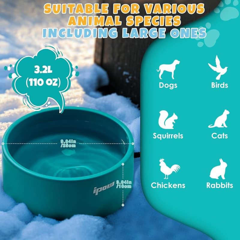 Heated Outdoor Dog Bowl - Anti-Slip & Spill-Proof Blue