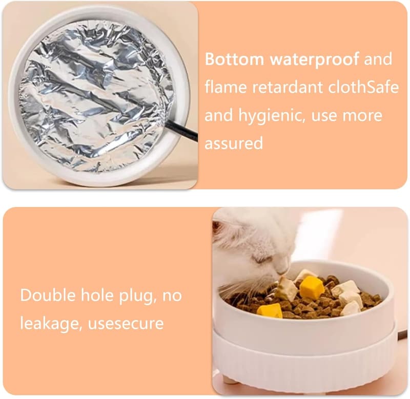 Heated Water Bowl for Dogs & Cats - 350ML, White Base