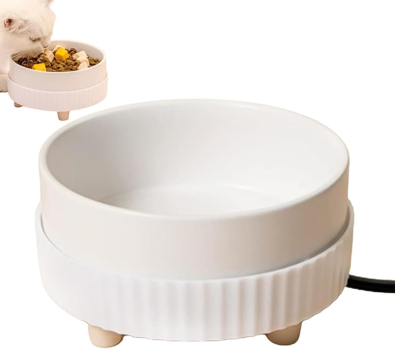Heated Water Bowl for Dogs & Cats - 350ML, White Base
