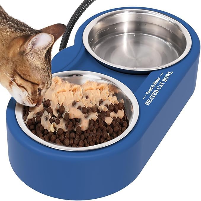 Heated Outdoor Cat Bowl - Stainless Steel, BPA Free, Ice-Free