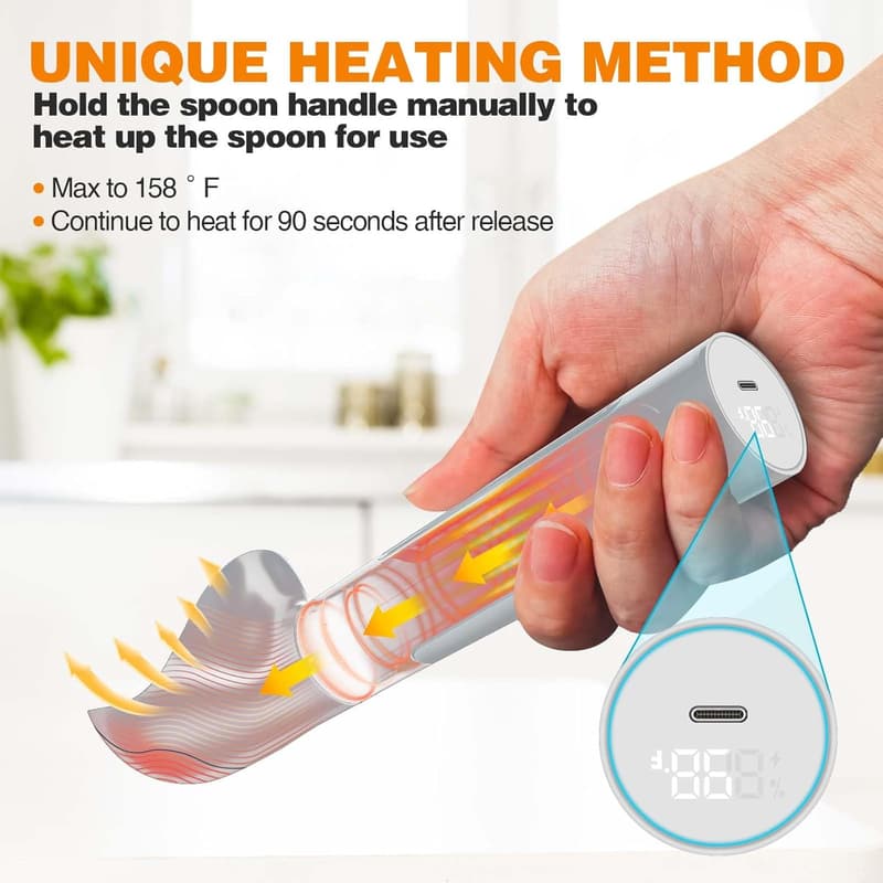 Heated Ice Cream Scoop with LED Display, Waterproof & Rechargeable