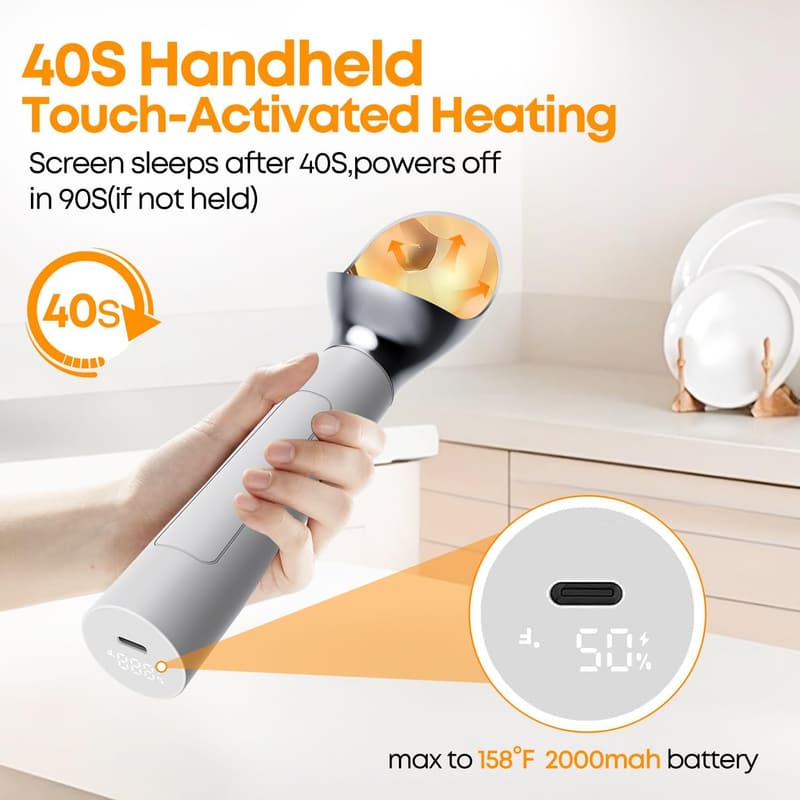 Heated Stainless Steel Ice Cream Scooper with LED Display