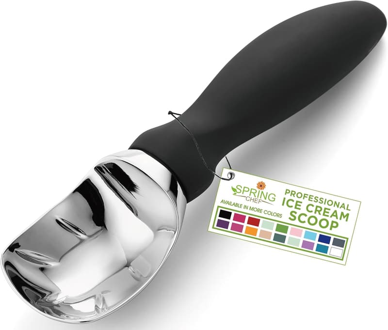 Heavy-Duty Ice Cream Scoop with Comfortable Handle - Black