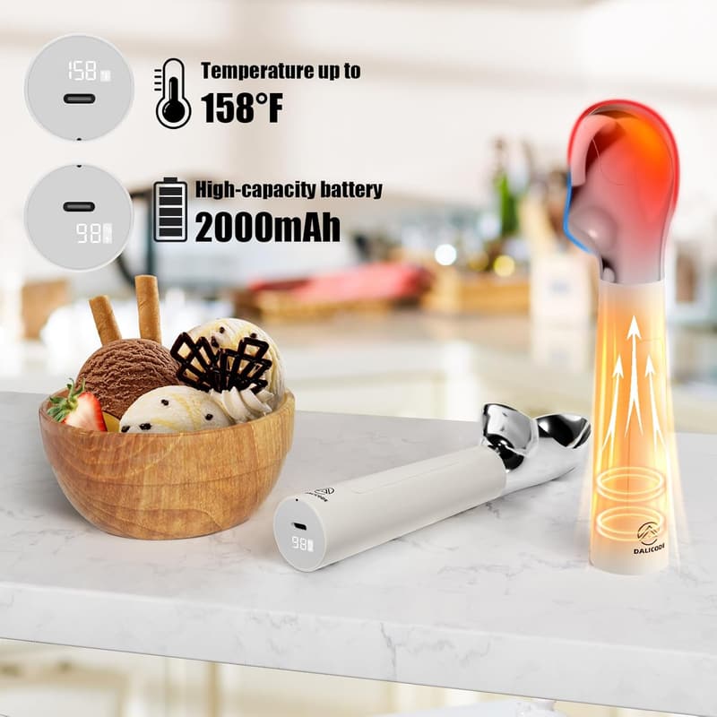 Electric Heated Ice Cream Scoop – Rechargeable & Easy to Clean