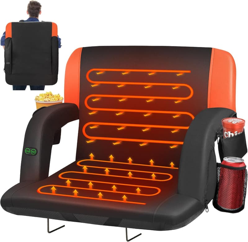 Portable Heated Stadium Seats with Back Support and Pockets