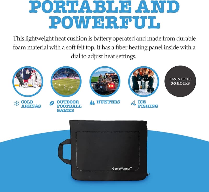 Rechargeable Heated Stadium Seat Cushion for Events & Camping