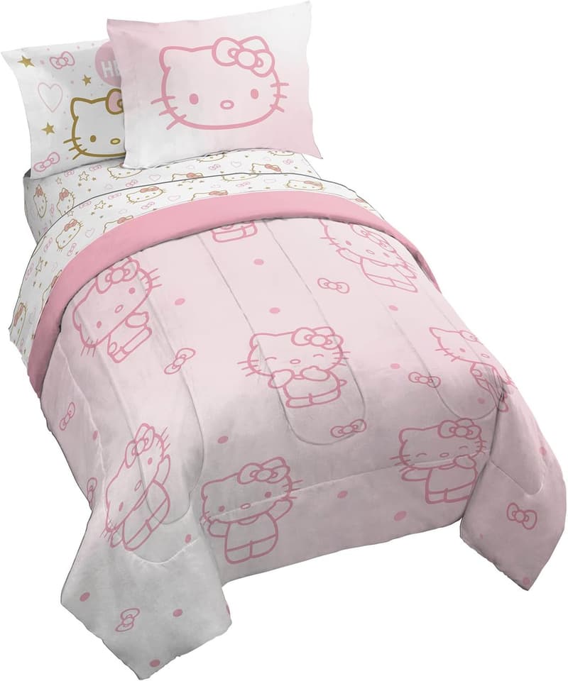 Hello Kitty Twin Bedding Set - 5 Piece Comforter & Sheet Set