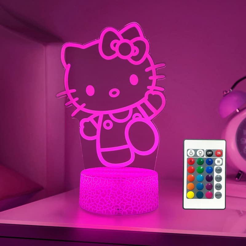 Anime Character Cat Night Light with Remote - 16 Color Options