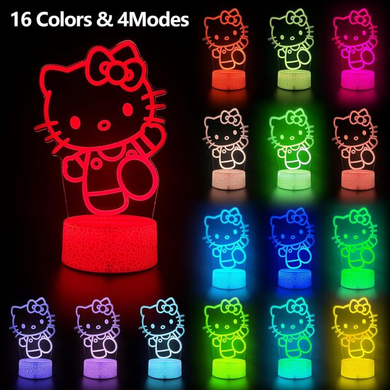 Anime Character Cat Night Light with Remote - 16 Color Options