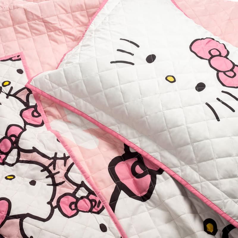 Hello Kitty Pink Stripes Twin Quilt & Sham Set, Lightweight