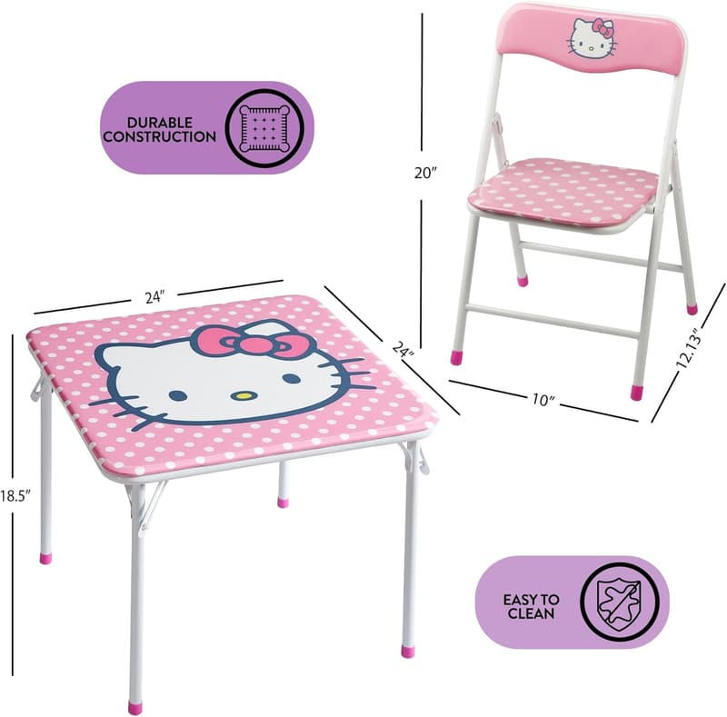 Hello Kitty 3-Piece Activity Table & 2 Chairs Set for Kids