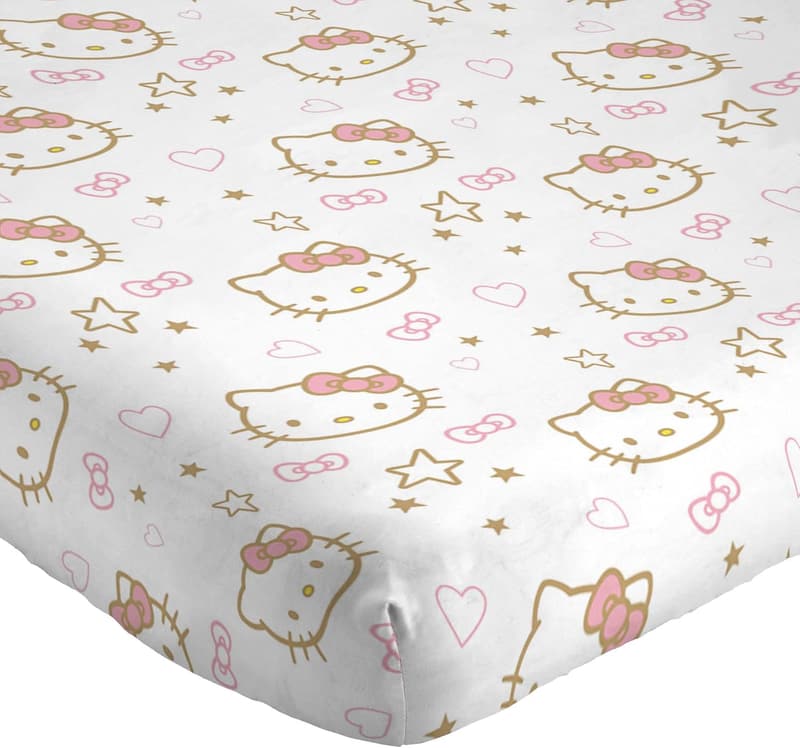 Hello Kitty Twin Size Microfiber Sheet Set with Reversible Pillow Covers
