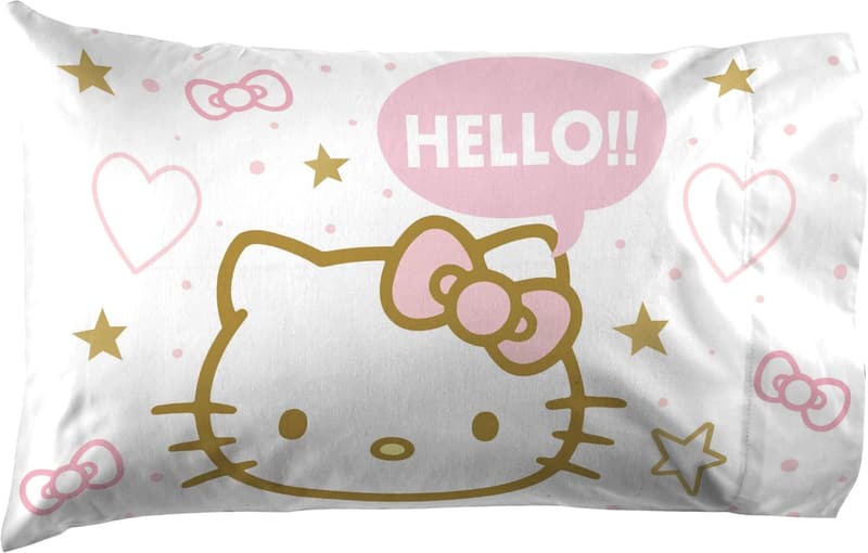 Hello Kitty Twin Size Microfiber Sheet Set with Reversible Pillow Covers