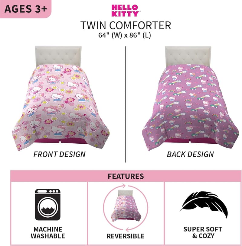 Hello Kitty Twin Comforter Set - Soft Microfiber for Kids