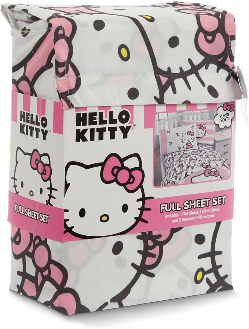 Hello Kitty Pink & White Full Sheet Set for Kids