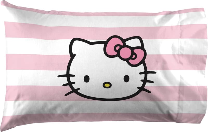 Hello Kitty Pink Stripes & Hearts Full Size Bedding Set