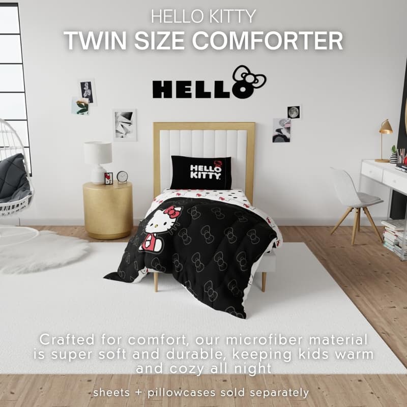 Hello Kitty Twin Reversible Comforter - Soft Microfiber