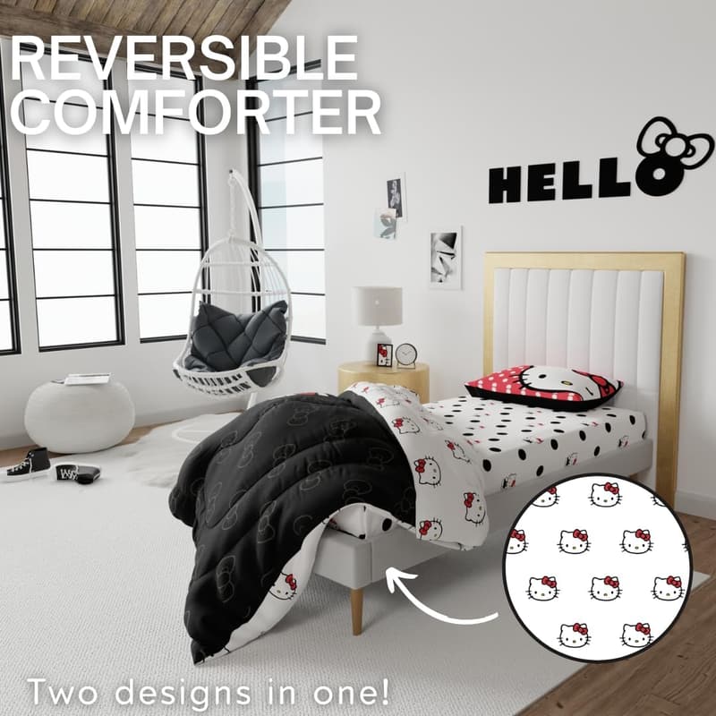 Hello Kitty Twin Reversible Comforter - Soft Microfiber
