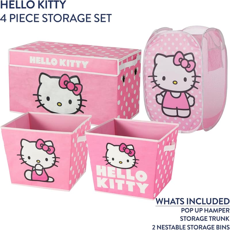 Hello Kitty 4-Piece Collapsible Storage Set with Hamper & Bins