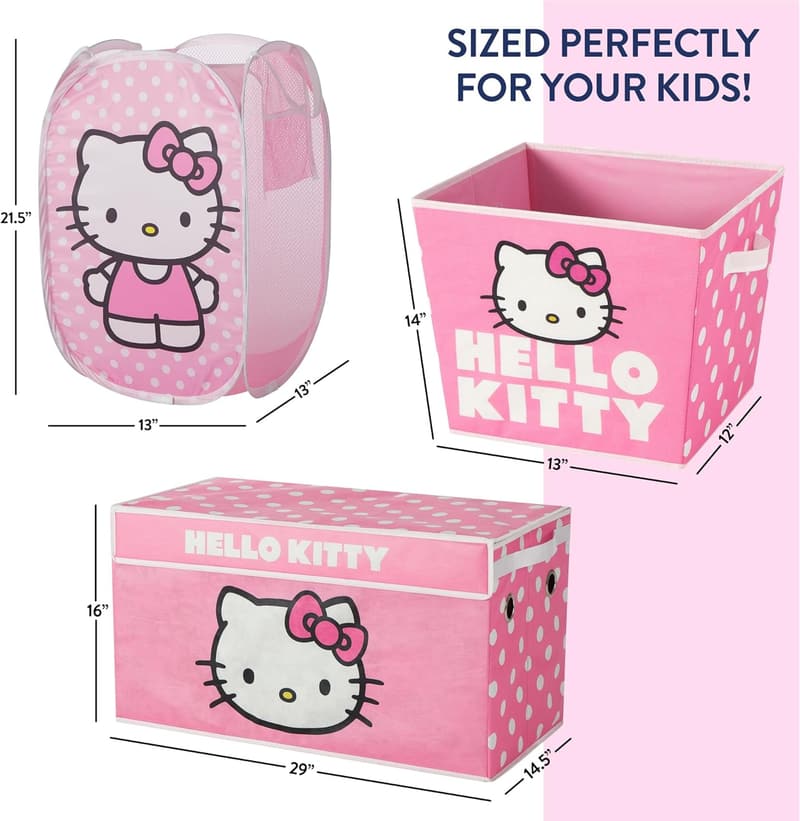 Hello Kitty 4-Piece Collapsible Storage Set with Hamper & Bins