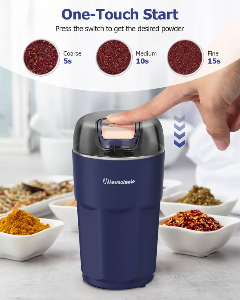 Electric Herb and Spice Grinder with Stainless Steel Blades