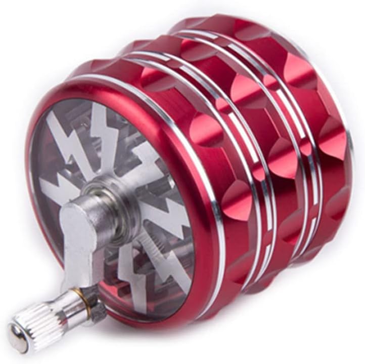 Portable 2.5-Inch Hand Crank Grinder with Clear Top – Red