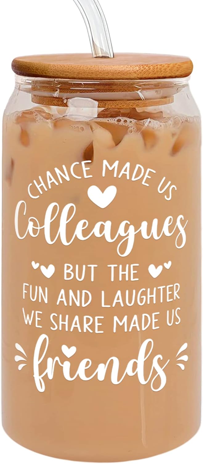 Farewell Gift for Women - Friendship Glass Coffee Cup, 16 Oz
