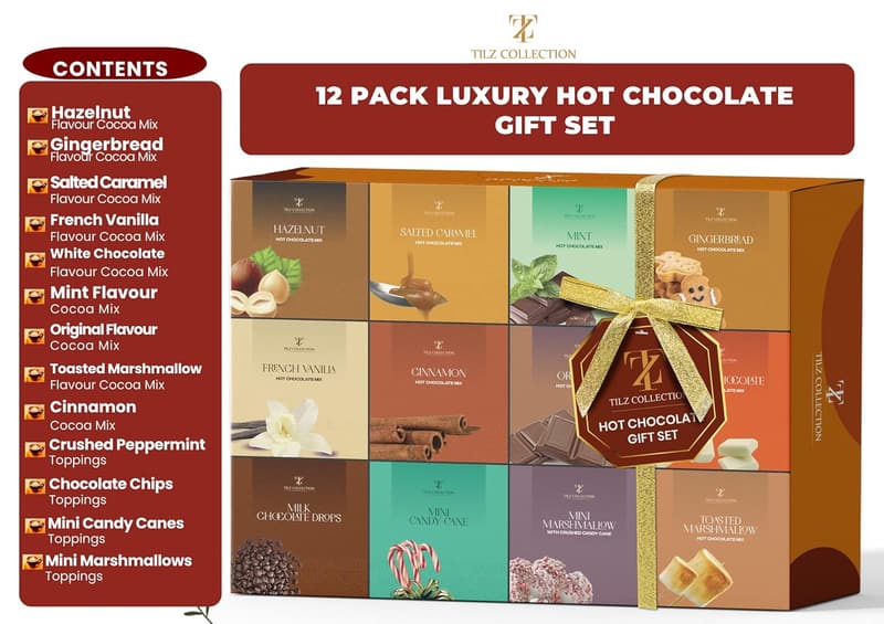12 Days Gourmet Hot Chocolate Gift Set for All Ages