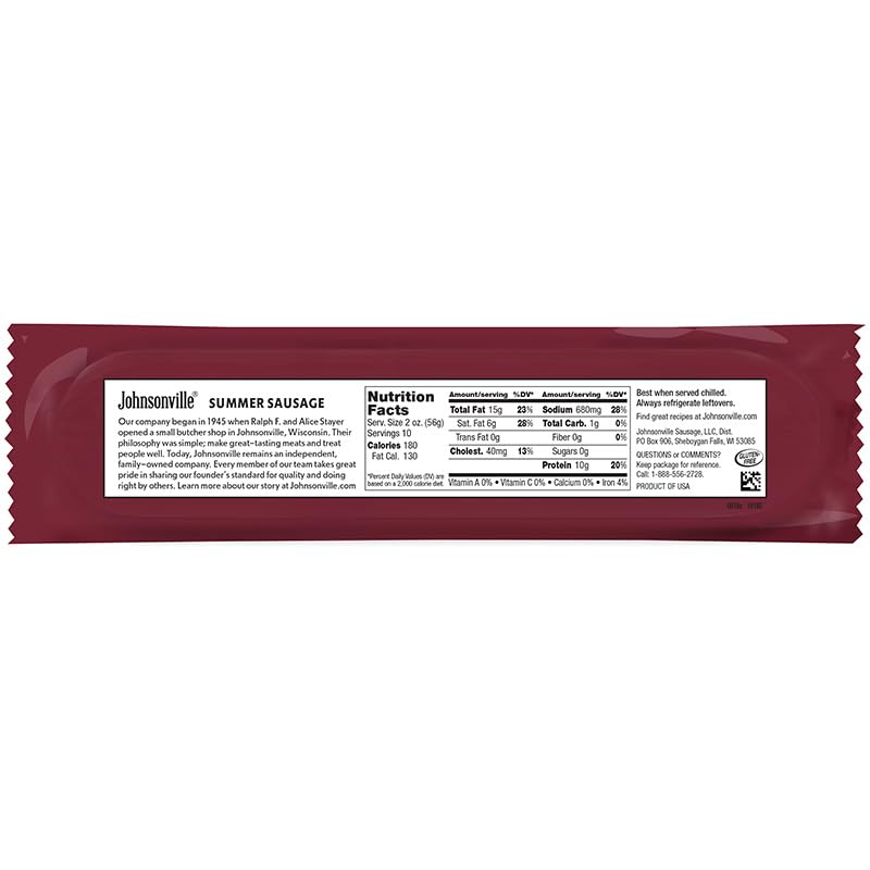 Johnsonville Beef Summer Sausage - Protein Snack for Charcuterie