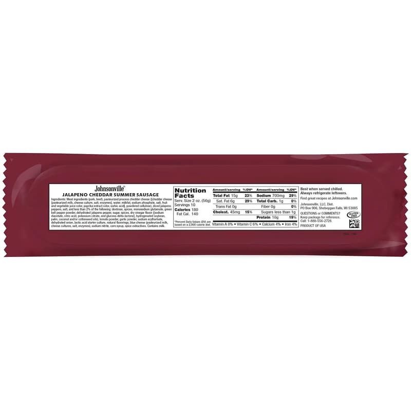 Jalapeño Cheddar Summer Sausage - 1/20 oz, Protein Snack