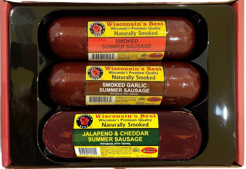 Summer Sausage Sampler - Smoked, Garlic & Jalapeno Cheddar