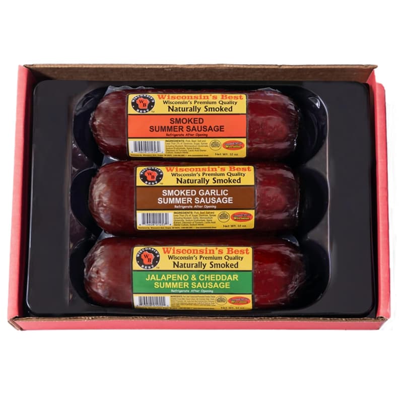 Summer Sausage Sampler - Smoked, Garlic & Jalapeno Cheddar