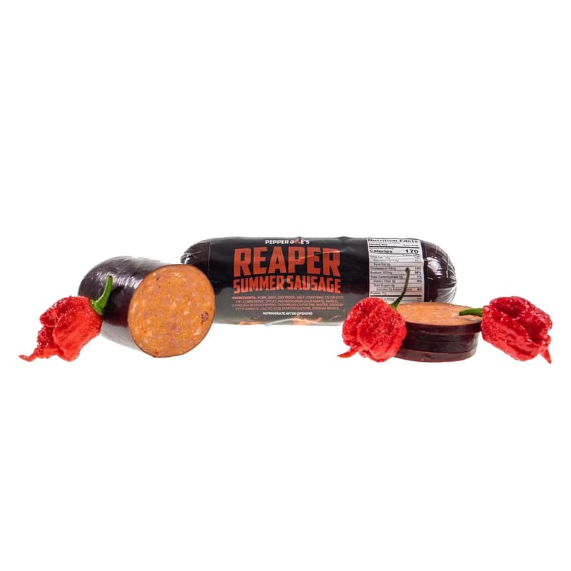 Carolina Reaper Summer Sausage - Slow Smoked Spicy Sausage, 12 oz