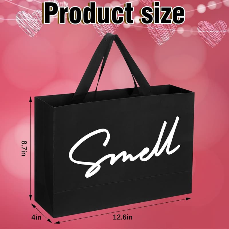 5 Senses Gift Bags for Couples - Black Paper Bags for Anniversary