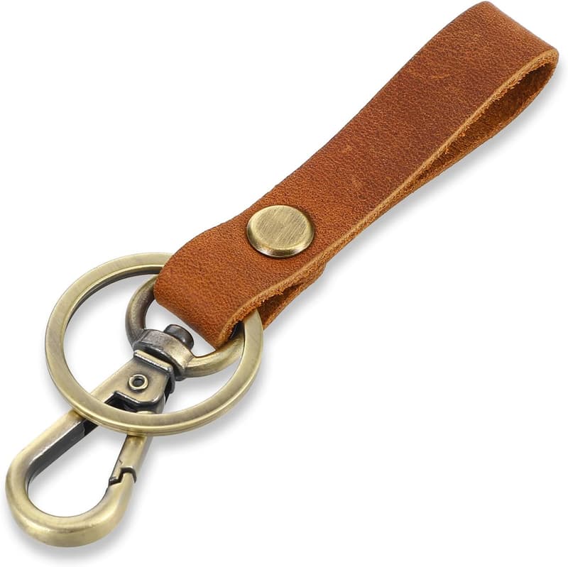 High-End Leather Keychain for Him – First-Layer Cowhide