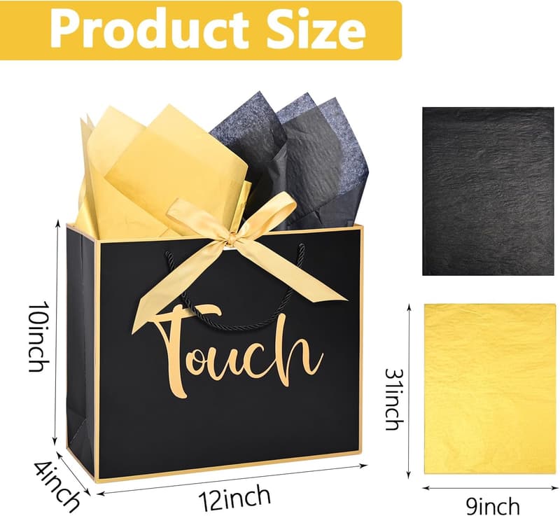 Five Senses Gift Bag for Him - Metallic Design, Handles & Tissue Paper
