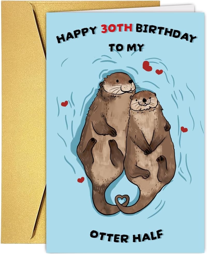 30th Birthday Card for Couples - Cute Otter Design