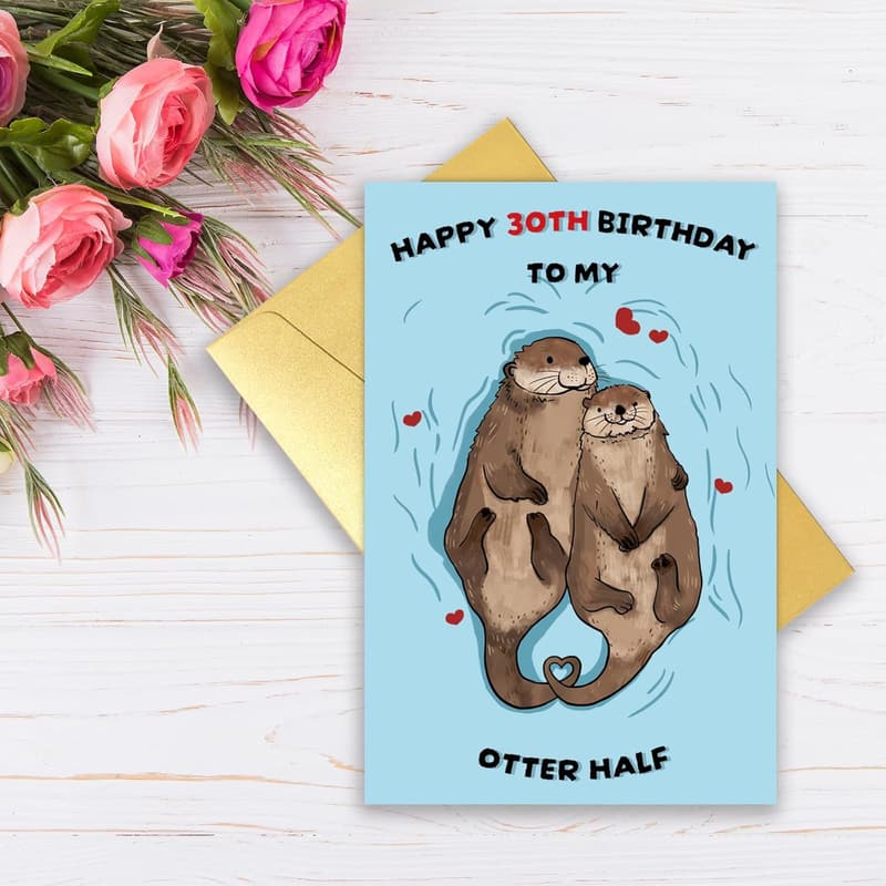 30th Birthday Card for Couples - Cute Otter Design