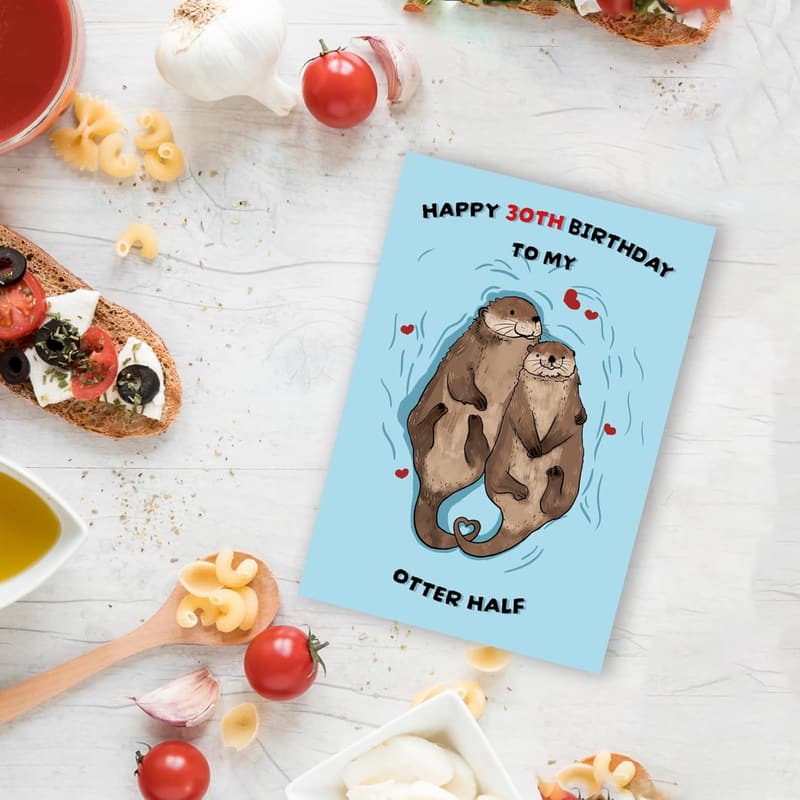 30th Birthday Card for Couples - Cute Otter Design